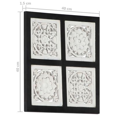 vidaXL Hand-Carved Wall Panel MDF 15.7"x15.7"x0.6" Black and White