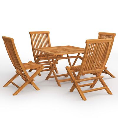 vidaXL 5 Piece Patio Dining Set Solid Teak Wood