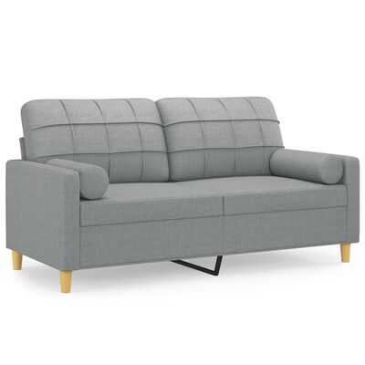 vidaXL 2-Seater Sofa with Throw Pillows Light Gray 55.1" Fabric