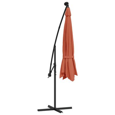 vidaXL Cantilever Umbrella with LED Lights Terracotta 137.8"