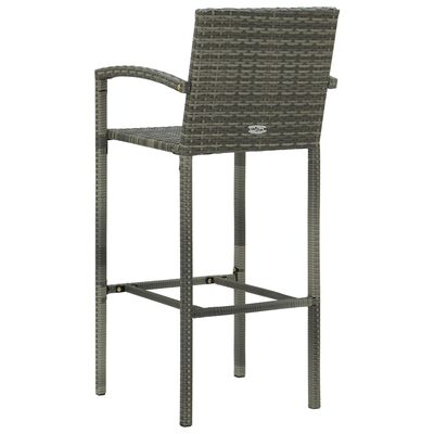 vidaXL 3 Piece Patio Bar Set Poly Rattan Gray