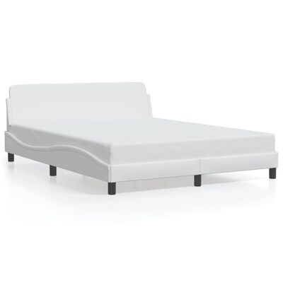 vidaXL Bed Frame with Headboard White 59.8"x79.9" Queen Faux Leather