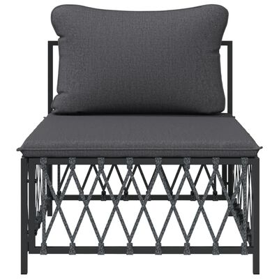 vidaXL Patio Middle Sofa with Cushions Anthracite Woven Fabric