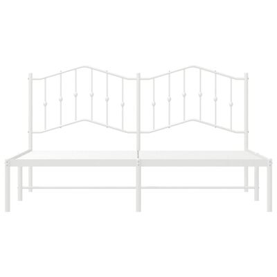 vidaXL Metal Bed Frame without Mattress with Headboard White 72"x83.9"