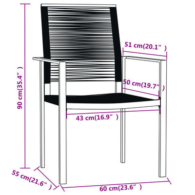 vidaXL 7 Piece Patio Dining Set Black