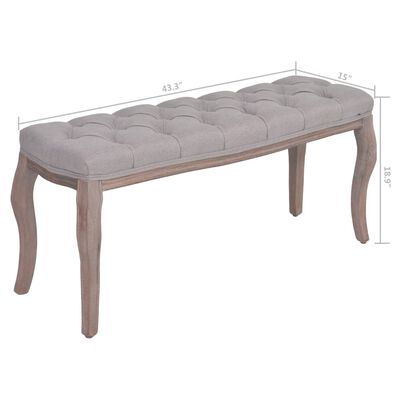 vidaXL Bench Fabric Solid Wood 43.3"x15"x18.9" Light Gray