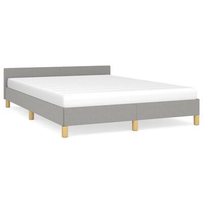 vidaXL Bed Frame with Headboard Light Gray 53.9"x74.8" Full Fabric