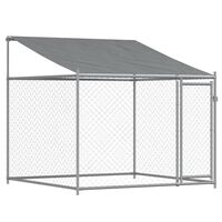 vidaXL Dog Cage with Roof and Door Gray 6.6'x6.6'x6.6' Galvanized Steel