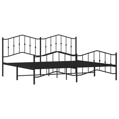 vidaXL Metal Bed Frame without Mattress with Footboard Black 76"x79.9"