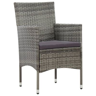 vidaXL 5 Piece Patio Lounge Set With Cushions Poly Rattan Gray