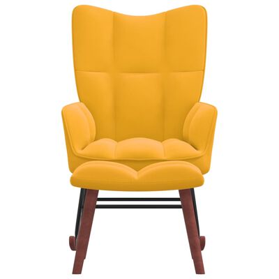 vidaXL Rocking Chair with a Stool Mustard Yellow Velvet