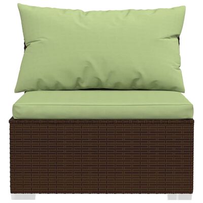 vidaXL 10 Piece Patio Lounge Set with Cushions Poly Rattan Brown