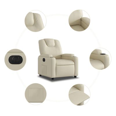 vidaXL Electric Recliner Chair Cream Faux Leather