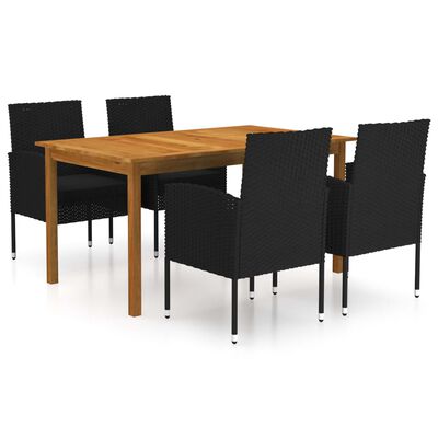 vidaXL 5 Piece Patio Dining Set Black