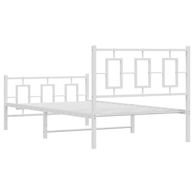 vidaXL Metal Bed Frame without Mattress with Footboard White 39.4"x78.7"