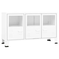 vidaXL Industrial Sideboard White 41.3"x13.8"x24.4" Metal and Glass