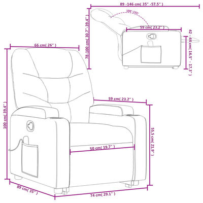 vidaXL Stand up Massage Recliner Chair Cream Fabric