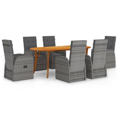 vidaXL 7 Piece Patio Dining Set Gray