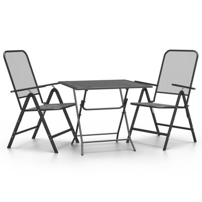 vidaXL 3 Piece Patio Dining Set Expanded Metal Mesh Anthracite