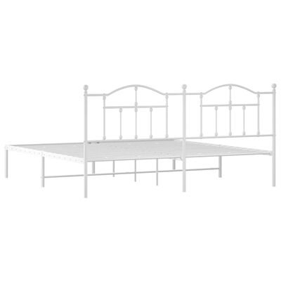 vidaXL Metal Bed Frame without Mattress with Headboard White 76"x79.9"