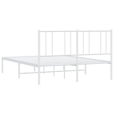 vidaXL Metal Bed Frame without Mattress with Headboard White 53.1"x74.8"