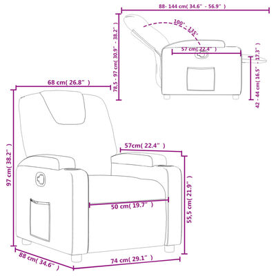 vidaXL Recliner Chair Cream Faux Leather