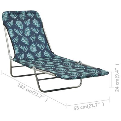 vidaXL Folding Sun Loungers 2 pcs Steel and Fabric Leaf Pattern