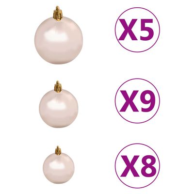 vidaXL Artificial Hinged Christmas Tree 150 LEDs & Ball Set 47.2"