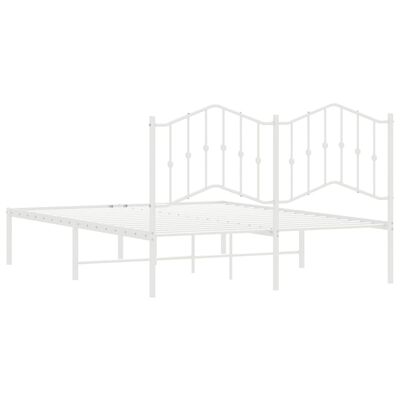 vidaXL Metal Bed Frame without Mattress with Headboard White 53.1"x74.8"