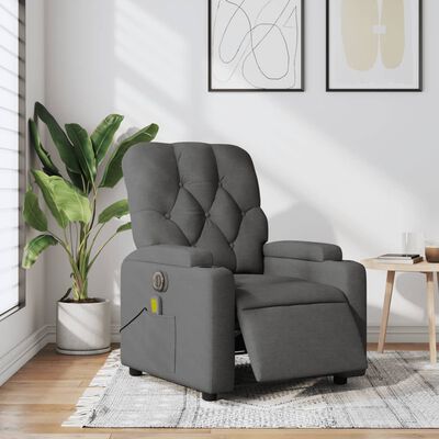 vidaXL Electric Massage Recliner Chair Dark Gray Fabric