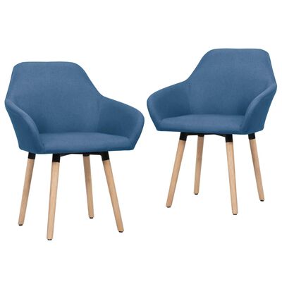 vidaXL Dining Chairs 2 pcs Blue Fabric