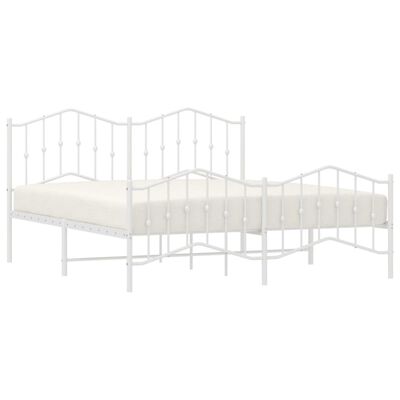 vidaXL Metal Bed Frame without Mattress with Footboard White 72"x83.9"