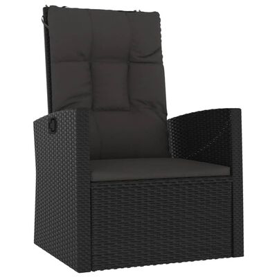 vidaXL 3 Piece Patio Lounge Set with Cushions Black Poly Rattan