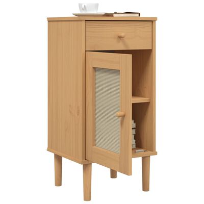 vidaXL Bedside Cabinet SENJA Rattan Look Brown 15.7"x13.8"x31.5" Solid Wood Pine
