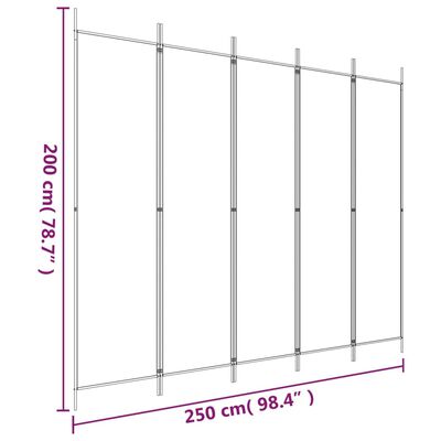 vidaXL 5-Panel Room Divider Black 98.4"x78.7" Fabric