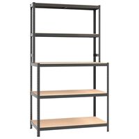 vidaXL 5-Layer Work Table with Shelves Anthracite Steel&Engineered Wood