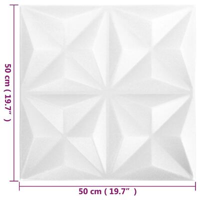 vidaXL 3D Wall Panels 48 pcs 19.7"x19.7" Origami White 129.2 ft²