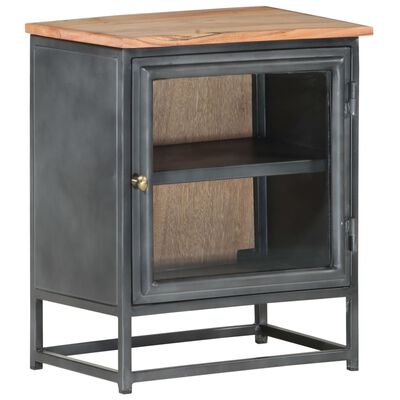 vidaXL Bedside Cabinet Gray 15.7"x11.8"x19.7" Solid Acacia Wood