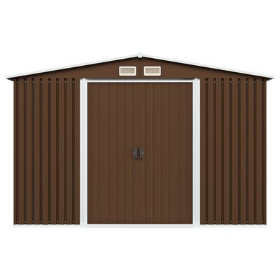 vidaXL Garden Storage Shed Brown 101.2"x80.7"x70.1" Steel