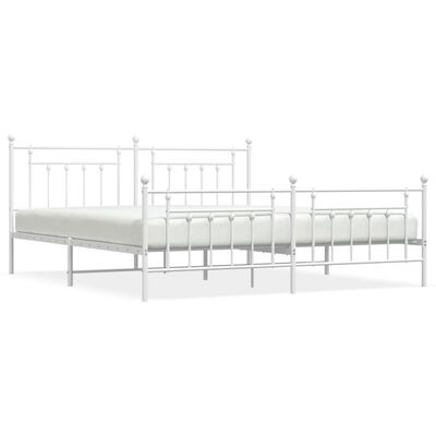 vidaXL Metal Bed Frame without Mattress with Footboard White 76"x79.9"