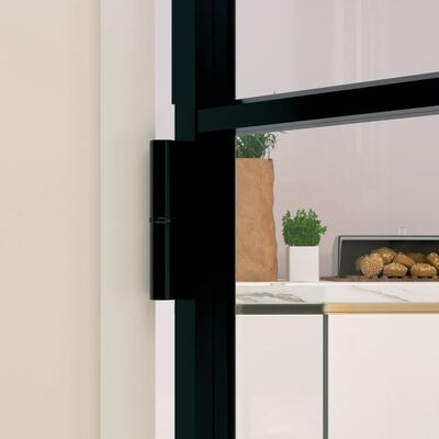 vidaXL Interior Door Black 29.9"x79.3" Tempered Glass&Aluminum Slim