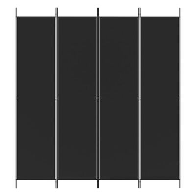 vidaXL 4-Panel Room Divider Black 78.7"x86.6" Fabric