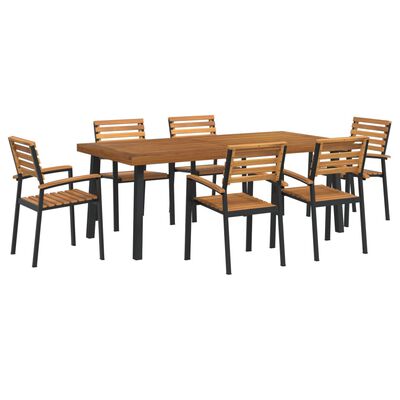 vidaXL 7 Piece Patio Dining Set Solid Wood Acacia and Metal