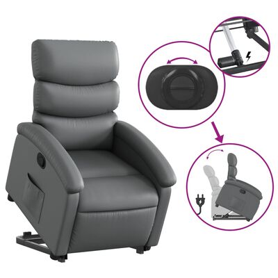 vidaXL Stand up Recliner Chair Gray Faux Leather