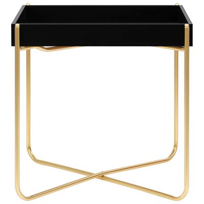 vidaXL Side Table Black and Gold 15"x15"x15.2" MDF