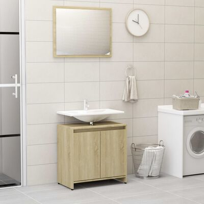 vidaXL 3 Piece Bathroom Furniture Set Sonoma Oak Engineered Wood