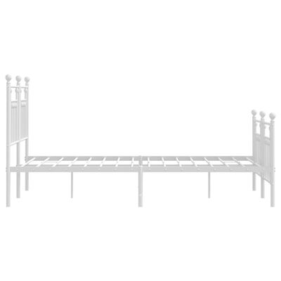 vidaXL Metal Bed Frame without Mattress with Footboard White 53.1"x74.8"