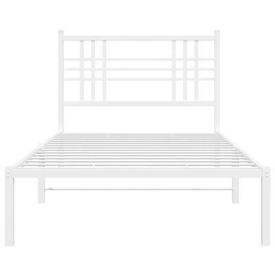 vidaXL Metal Bed Frame without Mattress with Headboard White 39.4"x78.7"