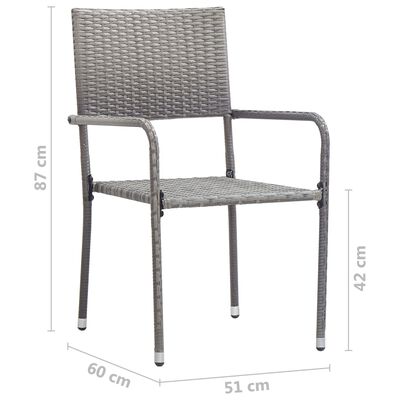 vidaXL Patio Dining Chairs 4 pcs Stackable Gray Poly Rattan