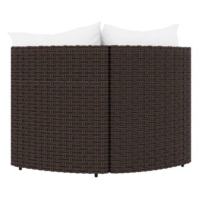 vidaXL Patio Corner Sofas with Cushions 2 pcs Brown Poly Rattan